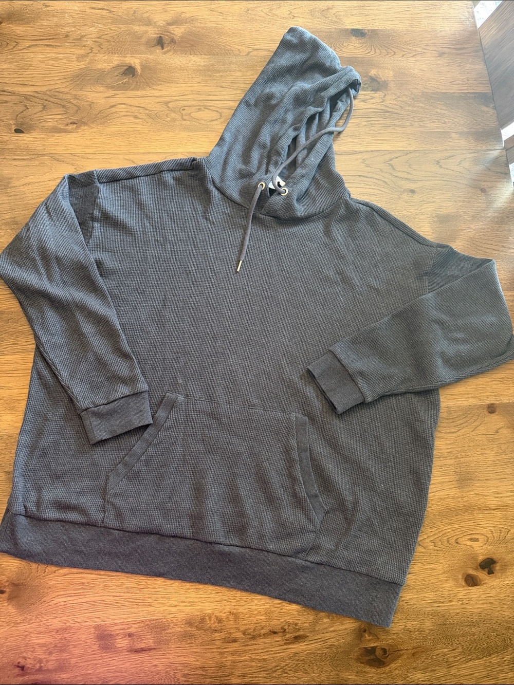 Market & Spruce Womens 2X Navy Textured Hoodie Top